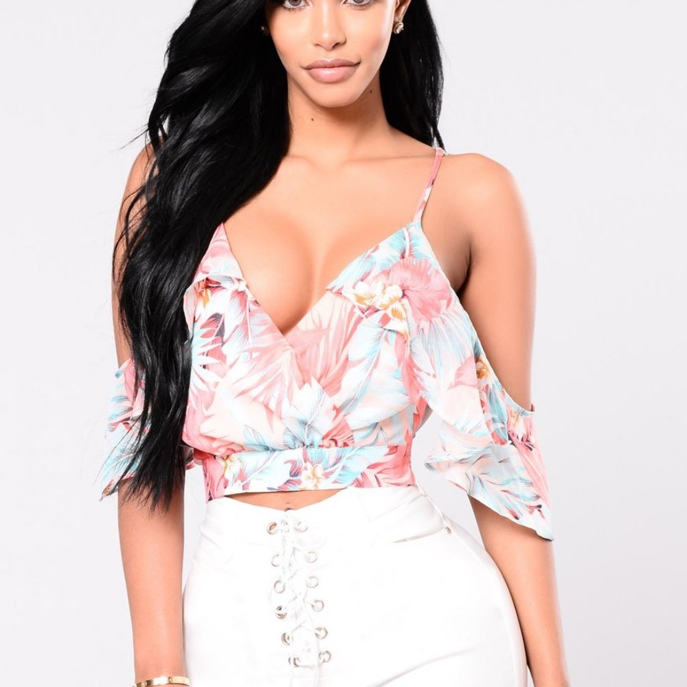 Floral Top - Pink/Aqua